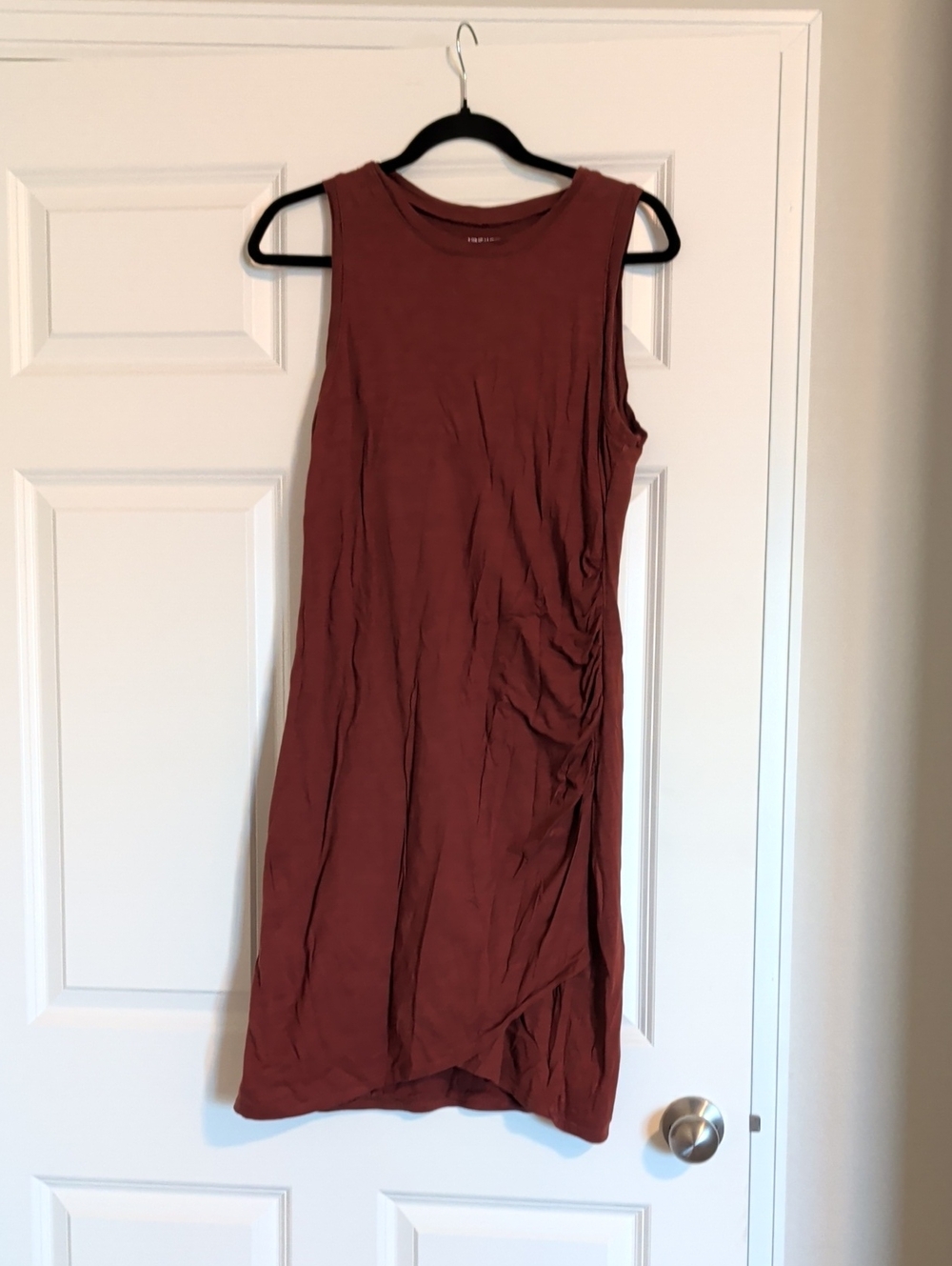 Sleeveless Rust Midi Dress - Women's Casual Day Dress